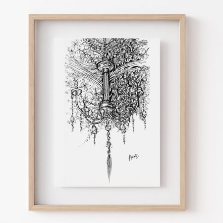 Dazzling Chandelier Ink Art Print