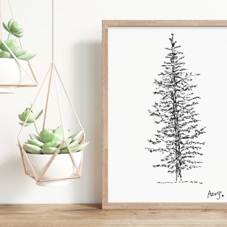 Evergren Pine Tree Ink Art Print