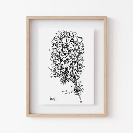 Flower Bouquet Ink Art Print