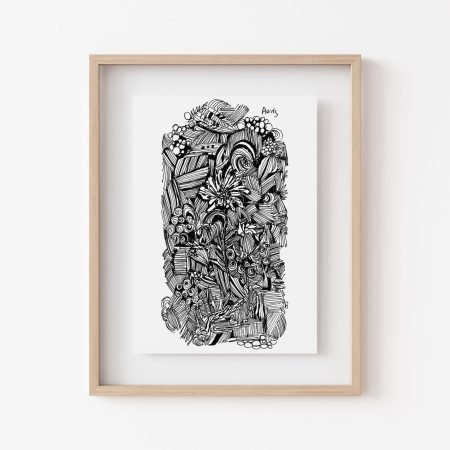 Hidden Flower Pattern Ink Art Print Canada