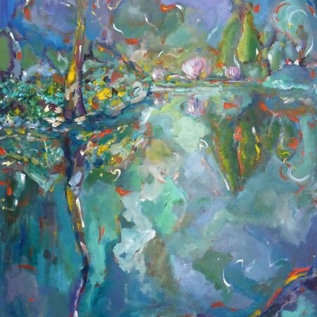 Night Pond Butchart Garden Painting