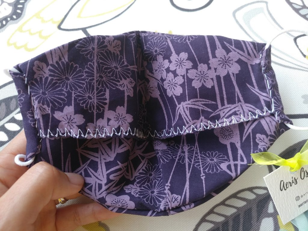 Premium 3 Layers Purple Bamboo Forest Japanese Cotton Face Masks with Filter Pocket And Nose Wire