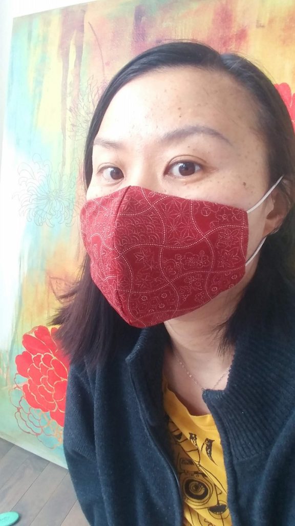 Premium 3 Layers Red Patterns Japanese Cotton Face Masks with Filter Pocket And Nose Wire 2