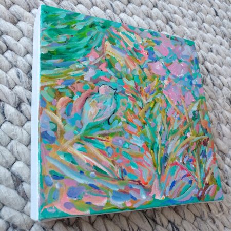Small Blue Bird 8 x 8 Acrylic Painting By Aeris Osborne 3