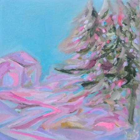Christmas Tree 8 x 8 Acrylic Painting By Aeris Osborne