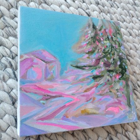Christmas Tree 8 x 8 Acrylic Painting By Aeris Osborne
