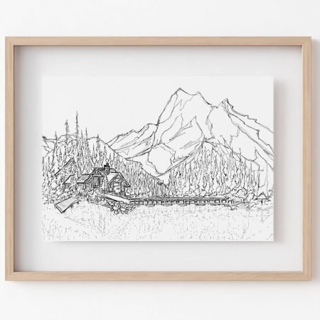 Yoho National Park Emerald Lake Ink Art Print By Aeris Osborne