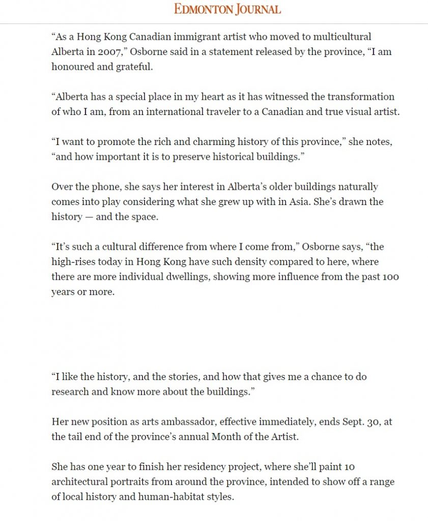 Edmonton Jounral Aeris Alberta Artist In Residence