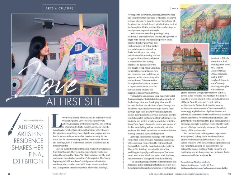 Info Edmonton Magazine-2023-Nov-Alberta Artist-In-Residence Shares Her Final Exhibition