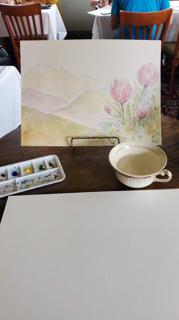 "Tulips & Landscape" - my demonstration painting for the class