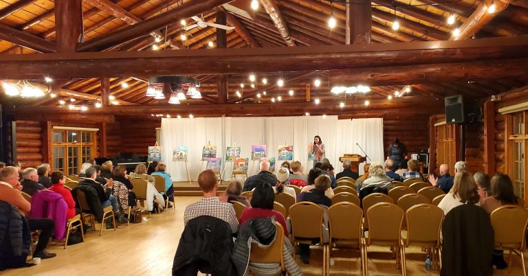 Aeris Osborne Sharing YEG Old Houses series With the Edmonton and The District Historical Society Members In Bison Lodge