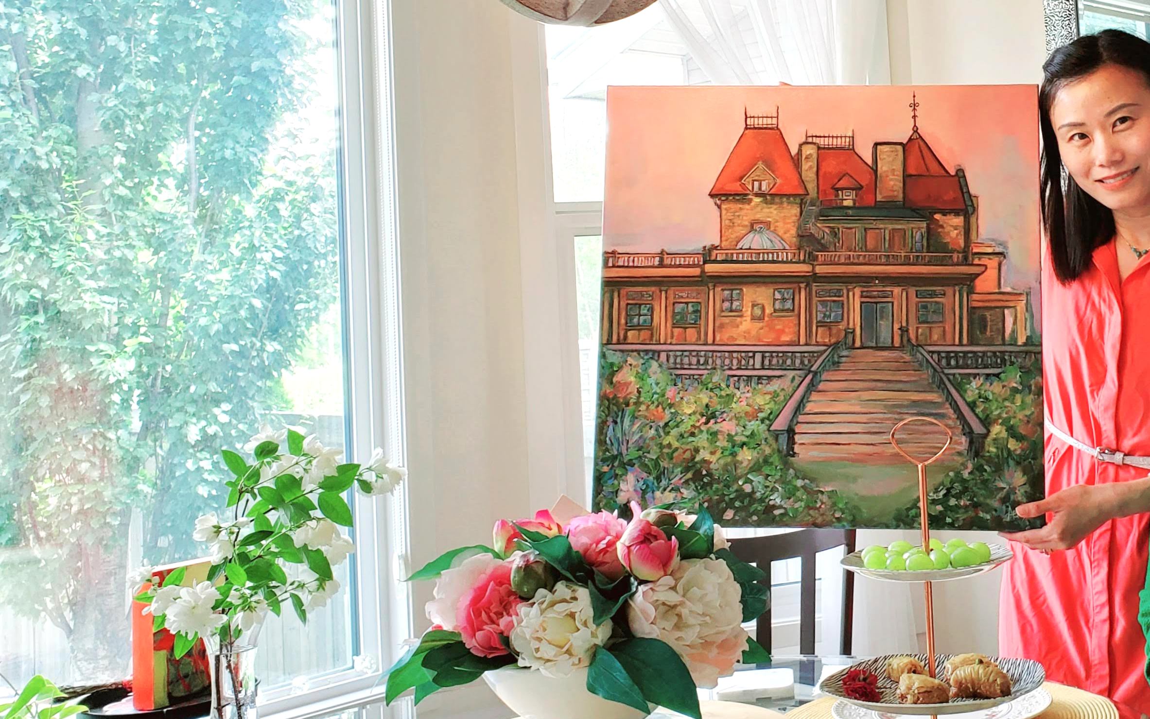 Lougheed House Painting Calgary Historical Landmark by Aeris Osborne